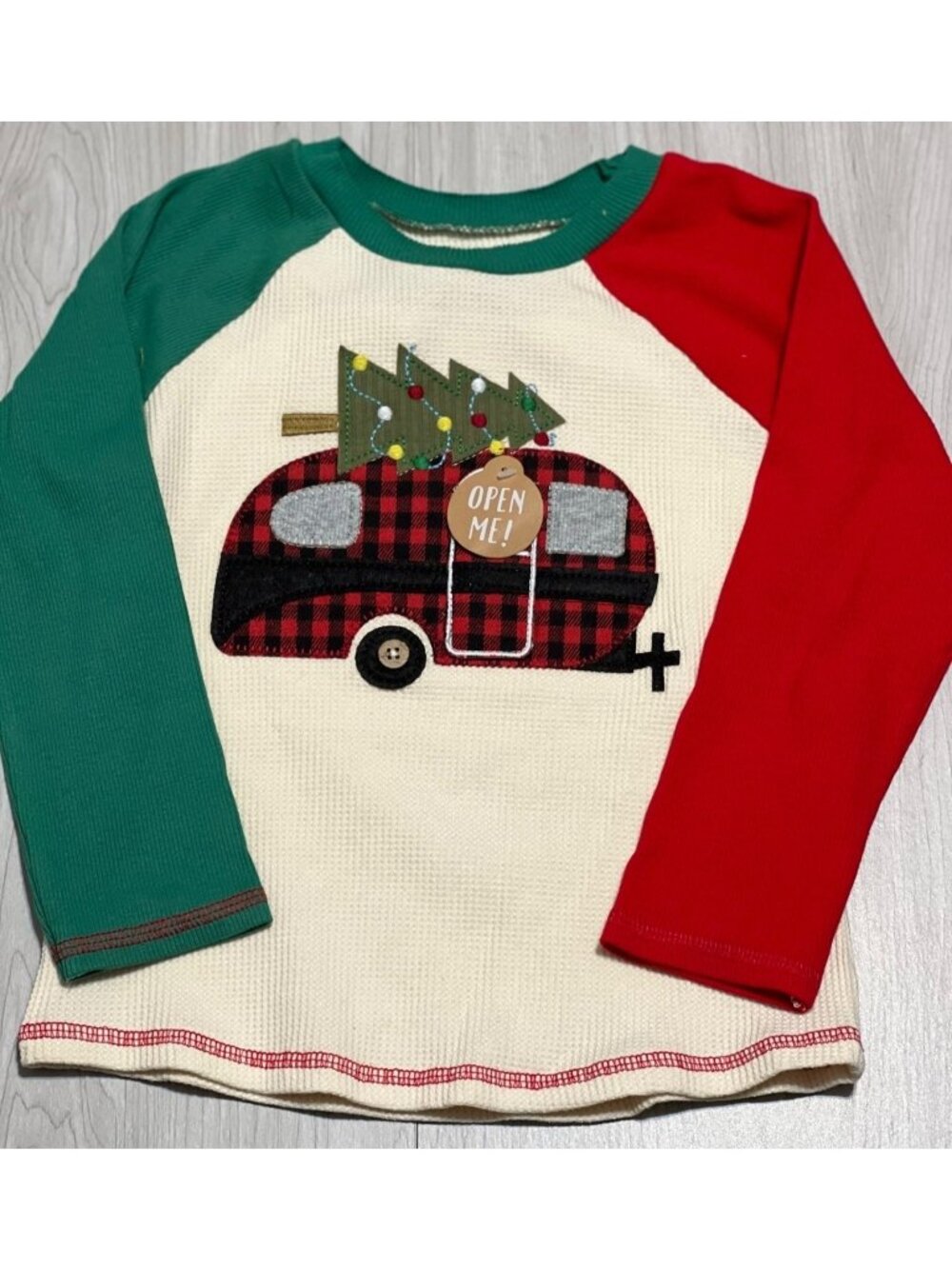 Mud Pie Christmas camper Shirt 12m 18m NWOT Gifts buffalo check embroidery